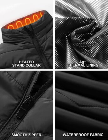 Обогревна жилетка для жінок та чоловіків з 15 зонами обігріву, для активного відпочинку та роботи на відкритому повітрі, подарунок на Різдво та День подяки (акумулятор не входить до комплекту, чорний колір)