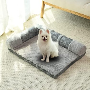 Ортопедичне собаче ліжко Nyescasa з піднятими бортиками, сіре, S (55x45x13 см)