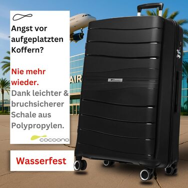 Чорний валіза Leon Koffer Groß 94L з TSA замком - валіза, роулер, XL, XXL, для подорожей