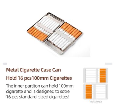 Металеве тютюноприладдя в ретро стилі: захисний кейс для сигарет на 20 шт (100mm) - чоловічий/жіночий