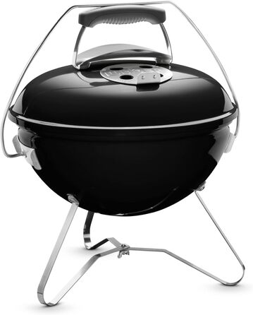 Портативний вугільний гриль Weber Smokey Joe Premium, 37 см, чорний, порцелянове емальоване покриття, зручна ручка для перенесення, для барбекю