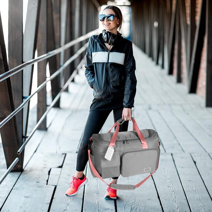 Спортивна сумка Flintronic 35L: водонепроникна дорожня сумка-валіза для подорожей, вихідних та спорту (з бізнес-ідентифікатором) - синій (#4 сірий & рожевий)