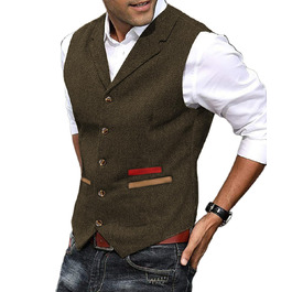 Твідова жилетка для полювання, коричнева, в стилі ретро/вінтаж, ідеальна для весілля та повсякденного носіння