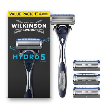 Стартовий набір для гоління Wilkinson Sword Hydro 5: бритва та 4 змінні касети (всього 13 лез), чоловіча
