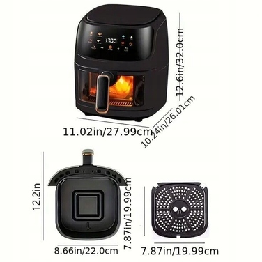 Аерофритюрниця Air Fryer 8л XL, Потужність 2400 Вт, 8 програм приготування