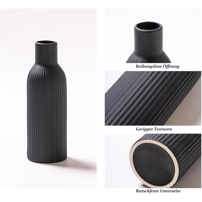 Керамічні вази 3 шт., Сучасний мінімалізм, декор для дому, вази для пампасних трав, вітальня (Хакі/Чорний/Сірий)