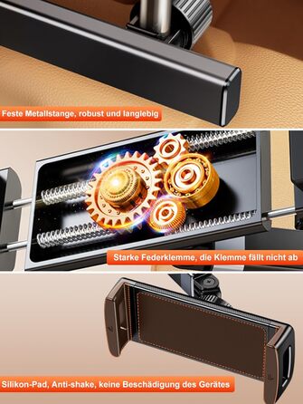 Тримач для планшета в авто: універсальний, висувний, для iPad, iPhone, Samsung, Switch, Kindle, 4-13 дюймів, з гачками, чорний