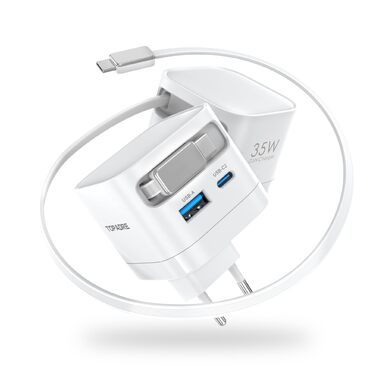 Зарядний пристрій 65W USB-C GaN з кабелем для Apple Watch, MacBook, iPhone, iPad, Samsung Galaxy - білий