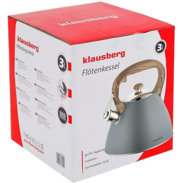 Свисток-чайник з нержавіючої сталі, 3 л, для індукційних, газових та електричних плит (Сірий)