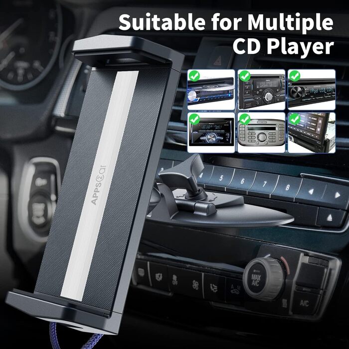 Утримувач для планшета в автомобіль APPS2Car, 360° обертання, сумісний з iPad Pro/Air/Mini та іншими планшетами 7.9-11 дюймів