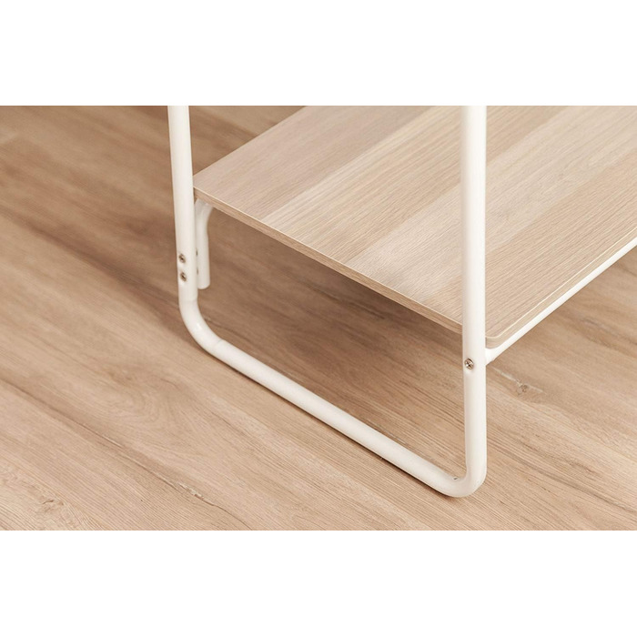 Iris Ohyama Clothes Rack with Wooden Shelves, 4 Levels, White, Modern Design, Robust Frame, Non-Slip, For Bedroom, Studio, Closet, Clothes & Shoes, Laundry Rack, Easy Assembly, (White, Shelves 2)