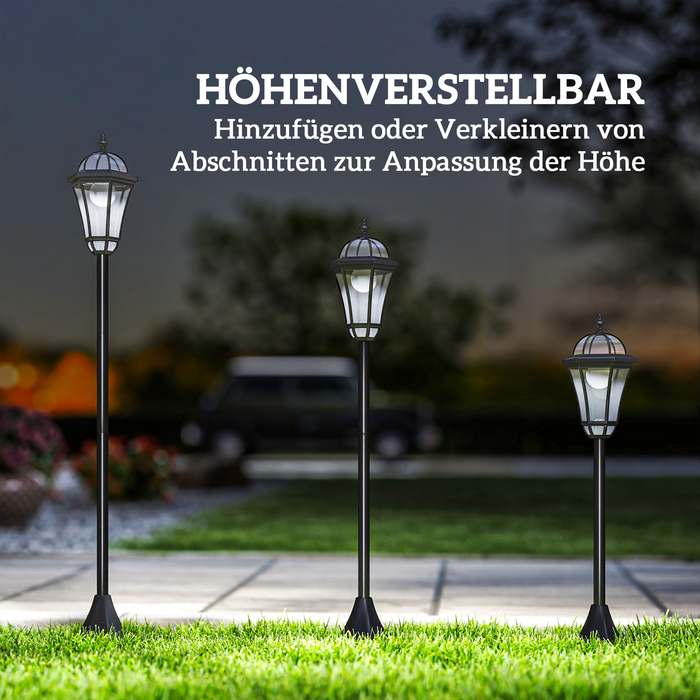 Outsunny Solar Lantern Set of 2, Weatherproof Pathway Lights, 51 inches (129 cm) Tall, with LED, 6-Hour Lighting, IP44, Solar Lamp for Outdoor Use, Black