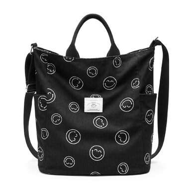Сумка KALIDI Cord Shopper жіноча повсякденна для школи, роботи, покупок (Blacksmile)