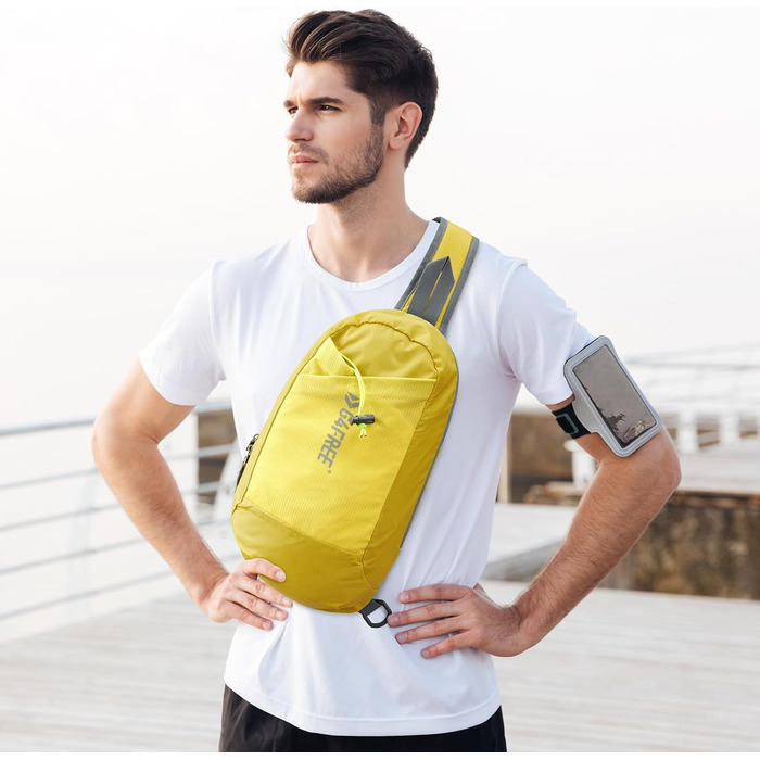 Жовта сумка G4Free на плече, RFID-захистом, кросбоді-рюкзак з передньою кишенею, для походів, щоденний рюкзак, нагрудна кишеня для жінок та чоловіків