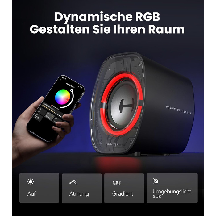 Комп'ютерні колонки Edifier G1000 II з RGB-підсвічуванням, Bluetooth, USB-C, AUX, для PC, PS5, Switch (чорний)