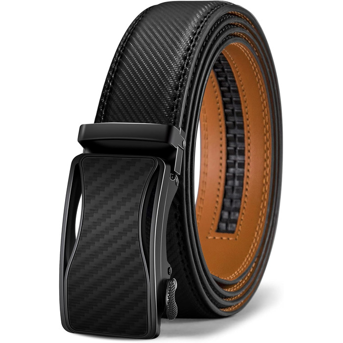 Чоловічий шкіряний ремінь KEMISANT з автоматичною пряжкою, 35 мм, регульований, чорний