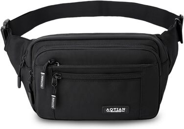 Поясна сумка на пояс для чоловіків та жінок, сумка на пояс з блискавкою, багатофункціональна сумка на стегно, 5 відділень, спортивна сумка на стегно для активного відпочинку, туризму, кемпінгу та велоспорту (#3 Чорний-a)