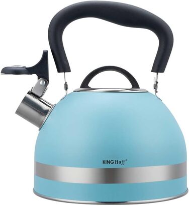 Чайник Kinghoff 1.8L з нержавіючої сталі, Induktion, з свистком, матовий синій, KH-1857