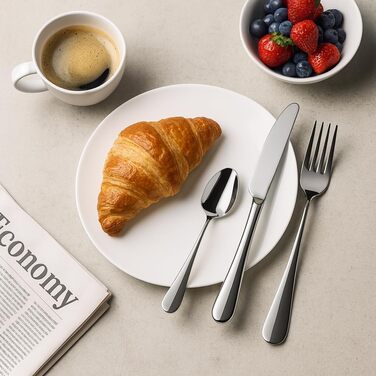 Набір столових приборів 60 предметів для 12 осіб з нержавіючої сталі – елегантний набір, полірований до блиску, безпечний для посудомийної машини та стійкий до іржі; для стильного сервірування столу в будні та на свята (Модель 6)