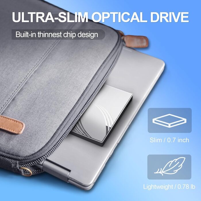 Зовнішній CD/DVD-RW привід USB 3.0, ультратонкий DVD-плеєр для ноутбука з 4 USB-портами, картридером SD/TF та роз'ємом Type-C, сумісний з Windows, macOS, Linux
