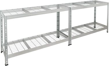 Вуличний металевий стелаж для важких вантажів, 1500 кг, 180x90x45 см, 5 полиць, оцинкована сталь, TÜV, регульовані полиці