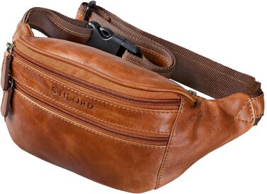 STILORD 'Marian' поясна сумка з натуральної шкіри вінтаж для чоловіків та жінок. Поясна/будова сумка для телефону, косметики, камери, подорожей, вечірок, концертів, фестивалів. Шкіра Cognac, блискуча.