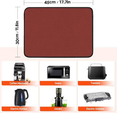 Термостійкий килимок 40 x 45 см, 1 мм - захист від нагріву для фритюрниці, вогнестійкий килимок для кухонних стільниць, масло- та водовідштовхувальний, легко миється, 1 шт. (Червоний, 30 x 45 x 0.1 см)