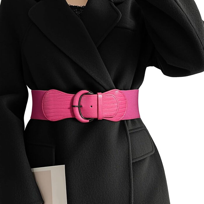 Жіночий широкий еластичний ремінь WERFORU для суконь та костюмів (94-107 см, рожевий)