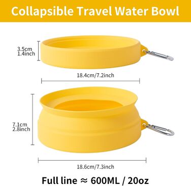 Складаний миска для води для собак SLSON, витокозахисний, портативний, для подорожей на авто, персиково-рожевий (жовтий)