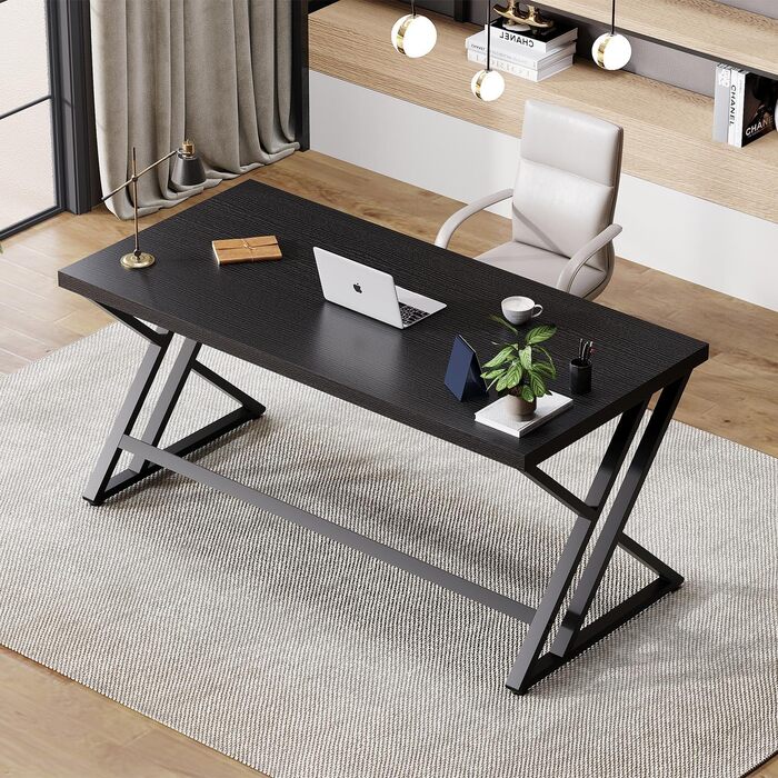 Комп'ютерний стіл LVB, 140 x 60 x 75.5 см, чорний, для дому та офісу