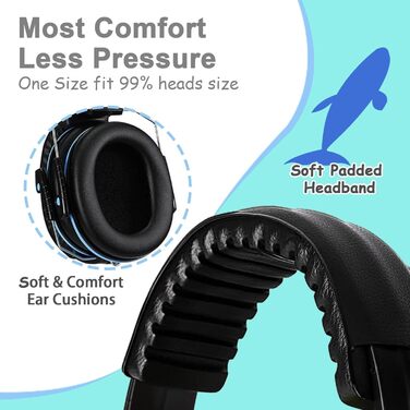 Навушники для захисту вух дитини, SNR 26dB, блакитні. Захист від шуму для сну, навчання, 3-16 років