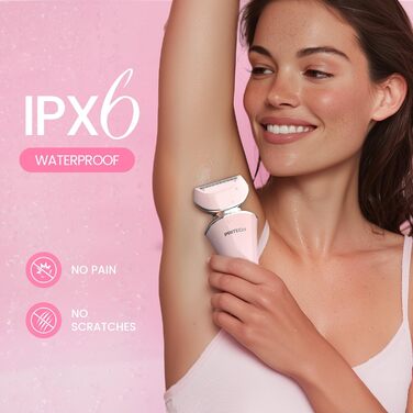 Електричний жіночий триммер для тіла: безболісне гоління ніг, бікіні та під пахв, бездротовий, акумуляторний, для мокрого та сухого використання, рожевий