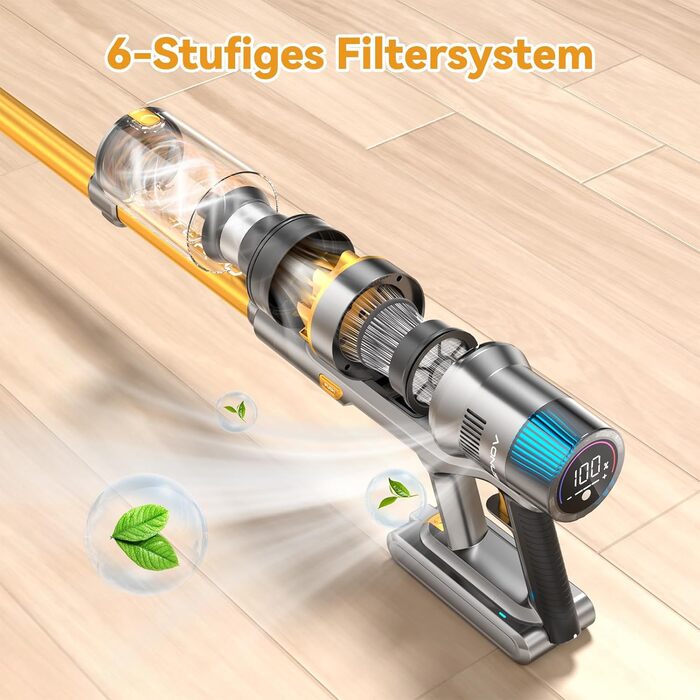 Бездротовий пилосос Aonus 55Kpa 580W з дисплеєм, час роботи до 75 хв, автоматичний режим, для килимів, шерсті тварин та твердих поверхонь, золотий