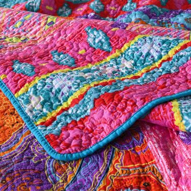 Qucover Daybed Cover 150 x 200 cm Colorful Quilted Microfiber Throw Blanket Bedspread for Single Bed Sofa Cover Boho Indian Exotic Boho-3 150X200cm