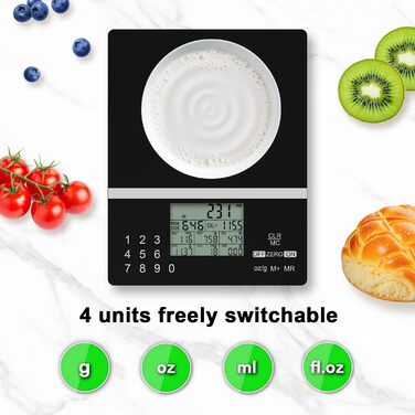 Розумна вага ACCT 5000g для харчування: з кодами продуктів, контролем порцій, для випічки та схуднення. 4 одиниці, функція тарування, батарейки