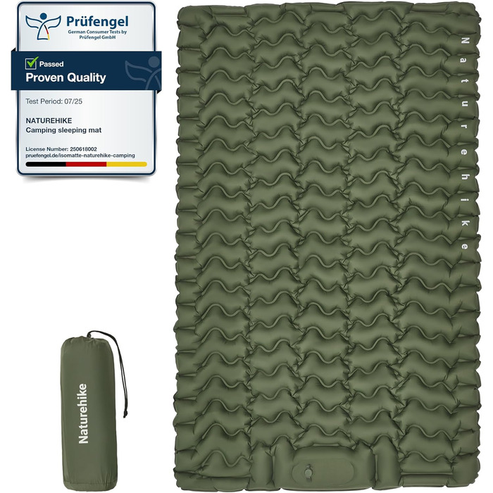 Килимок для кемпінгу Naturehike, Ultraleichte, з інтегрованою повітряною помпою, для велосипедних походів та наметів, односпальний, темно-синій (з повітряною помпою, двоспальний, армійний зелений)