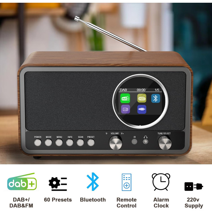 Радіо на сонячній батареї та з ручним заводом MONODEAL з Power Bank, аварійне радіо для кемпінгу та надзвичайних ситуацій, вбудований SOS-сигнал та LED-ліхтарик (Чорне)