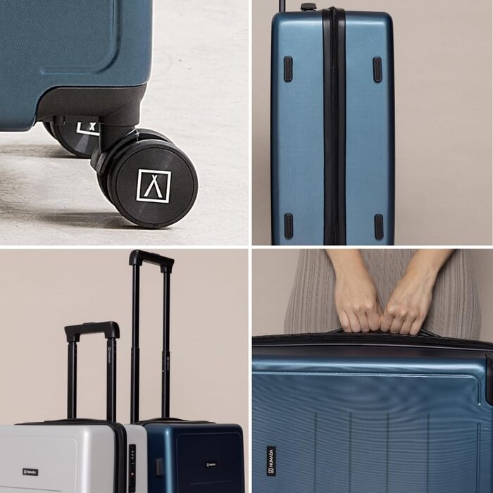 Чемодан ручної об'єм NUMADA PackPro T20 (56x37x22 см) з TSA-замком та 4 колесами. Жорсткий кейс з внутрішніми відділеннями, світлом, стійкий (Блакитний)