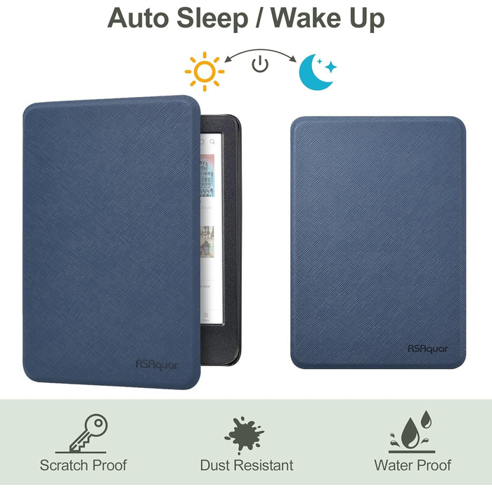 Чохол для Kindle/Kobo/Tolino з підставкою та авто-ввімкненням/вимкненням, блакитний