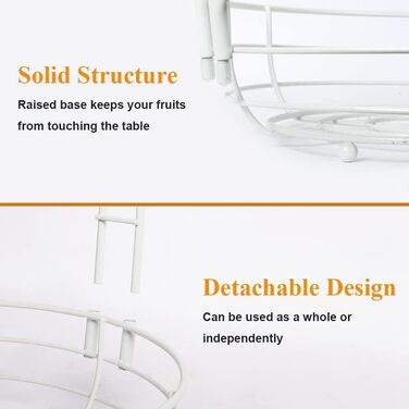 Металева фруктова корзина Bomclap з бананотримачем, 2 яруси - Фруктова та овочева корзина для кухні, біла