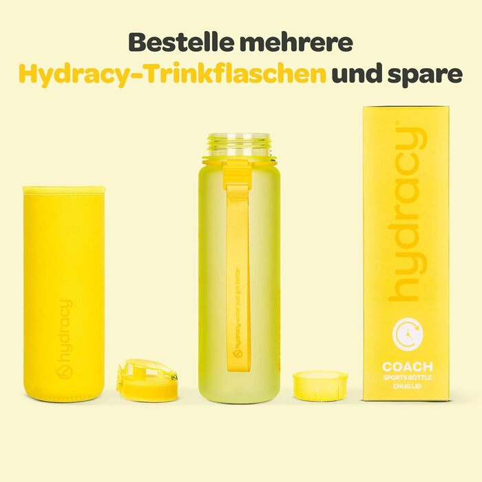 Пляшка для води Hydracy з фруктовим відсіком 500 мл, жовта - BPA-free, з міткою часу, спортивна, герметична