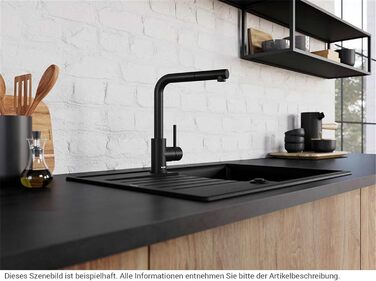 Кухонний змішувач BLANCO MILA чорного матового кольору, високого тиску, з керамічним картриджем та захистом від зворотного потоку води, економічний | Розміри: 10,5x25,5x27 см