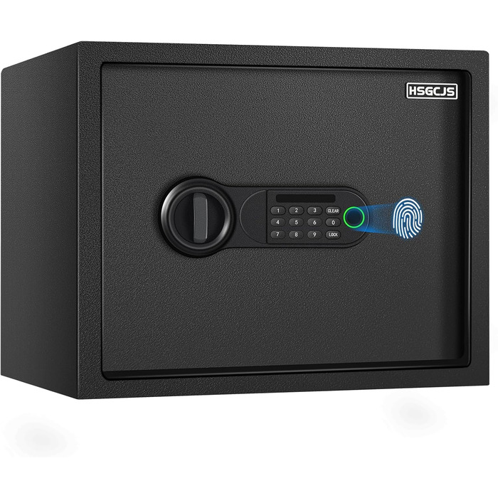 Сейф для дому з біометричним сканером відбитків пальців HSGCJS, 31 л, з паролем та клавіатурою, чорний