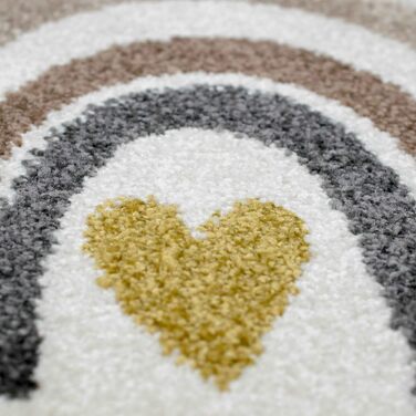 Dreamy Rug Children's Room Rug Play Rug Rainbow Dots Hearts Beige Gray Cream Size 200 x 290 cm 200 x 290 cm Beige Gray Cream