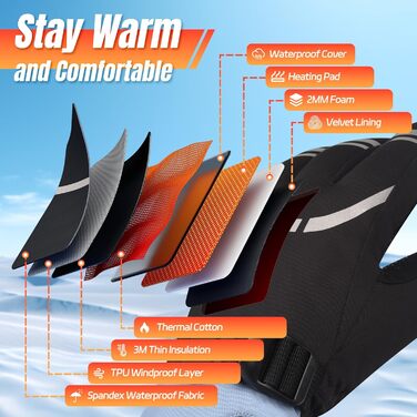 Обогревні рукавички для жінок та чоловіків 7.4V 6400mAh, акумуляторні, 3 режими нагріву, водонепроникні, сенсорні, для мотоцикла, лиж, скелелазіння, піших прогулянок, універсальний розмір