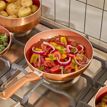 Набір кухонного посуду з антипригарним покриттям, 11 предметів: каструлі, сковорідки, сотейник. Підходить для духовки та гриля (до 177°C). Кухонний набір, для дому, безпечний для миття в посудомийній машині. CW11-CP 11