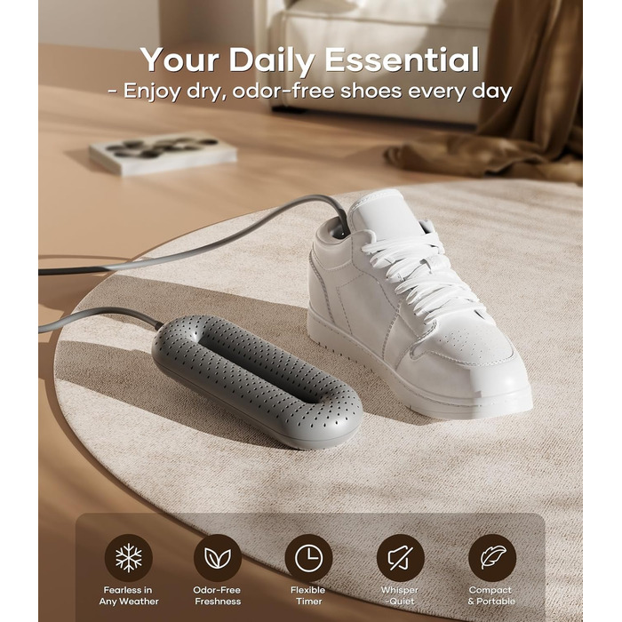 Електрична сушарка для взуття Snowpea: сушарка для черевиків, усунення запаху, автоматичне вимкнення, сірий колір