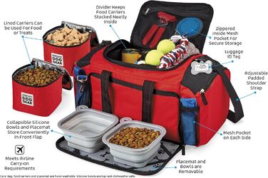 Чохол-переноска для собак Overland Chiens: містка сумка-дуфель для великих і середніх собак з 2 ручками та 2 складними мисками