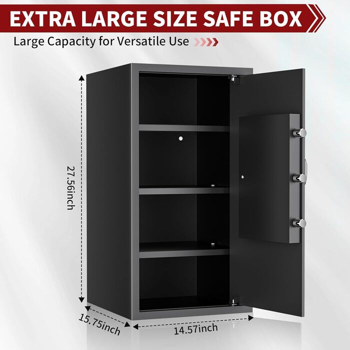 KABISAFE 45L: сейф для дому з електронним замком та ключем, для зберігання грошей, ліків та документів