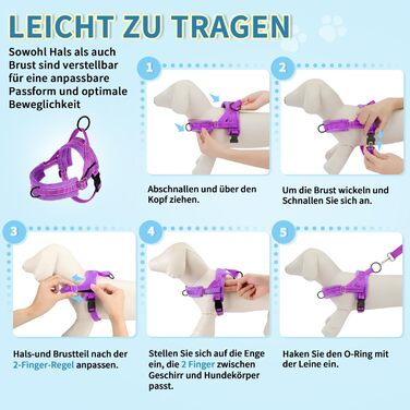 Нашийник для собак середніх та маленьких порід, м'який, не тягне, з 2 карабінами, легкий, світловідбиваючий, чорний (S, фіолетовий)